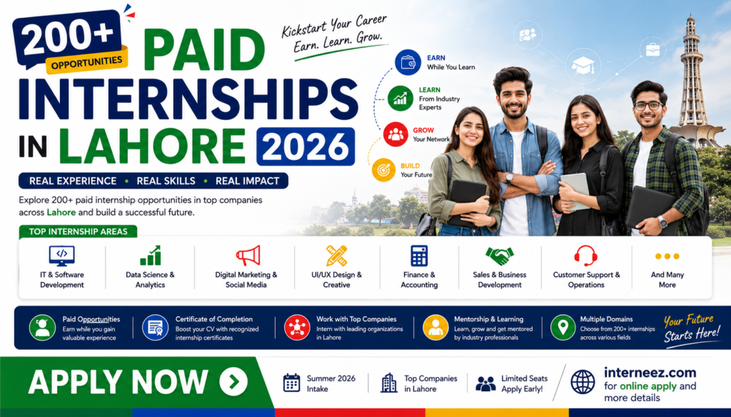 200+ Paid Internships in Lahore 2026 - Apply Online Through National Jobs Portal