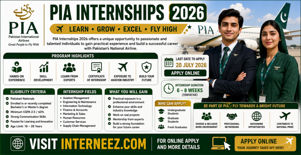 PIA Internships 2026 - Latest Paid Internships Advertisement | Apply Online