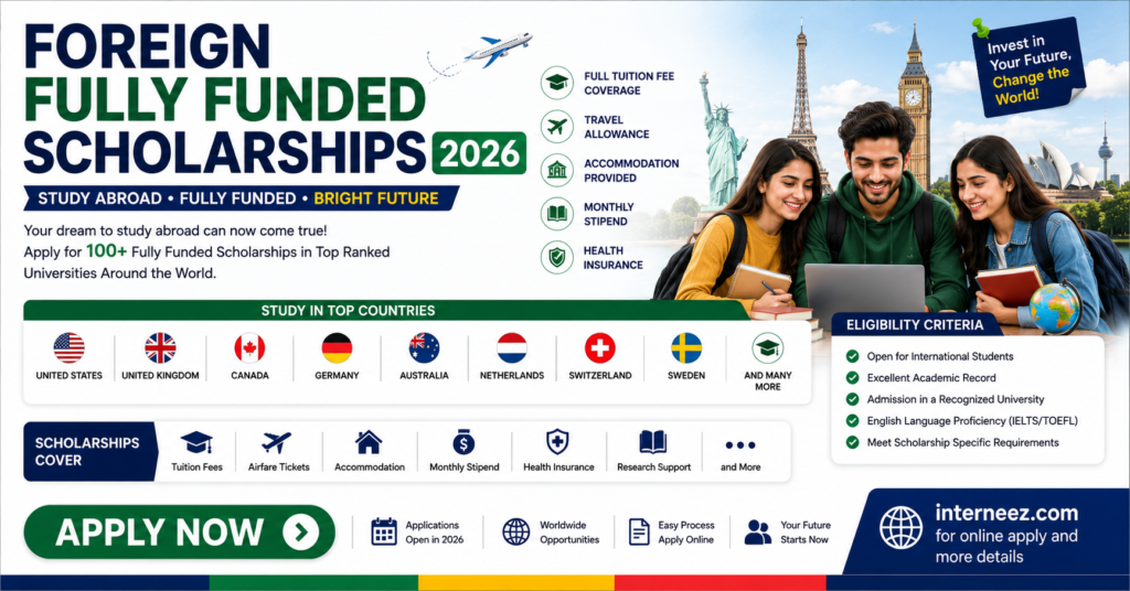 Foreign Fully Funded Scholarships 2026 - Apply Online for 100+ Foreign Scholarships